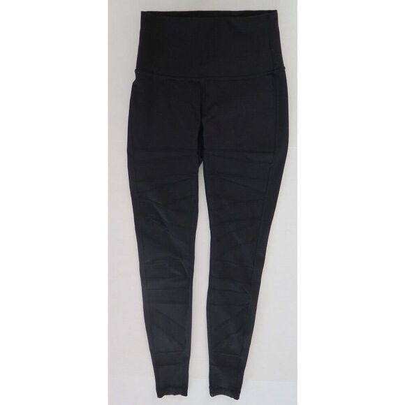 Lululemon Women's Sz 4 Black Tech Mesh Full Length Leggings - Picture 1 of 7
